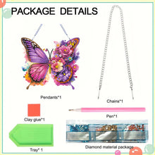 Load image into Gallery viewer, Acrylic Butterfly and Flowers Diamond Painting Hanging Pendant Decor (Purple)
