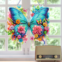 Load image into Gallery viewer, Acrylic Butterfly and Flowers Diamond Painting Hanging Pendant Decor (Green)
