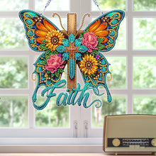 Load image into Gallery viewer, Acrylic Cross Diamond Painting Hanging Pendant Home Decor (Butterfly Cross)
