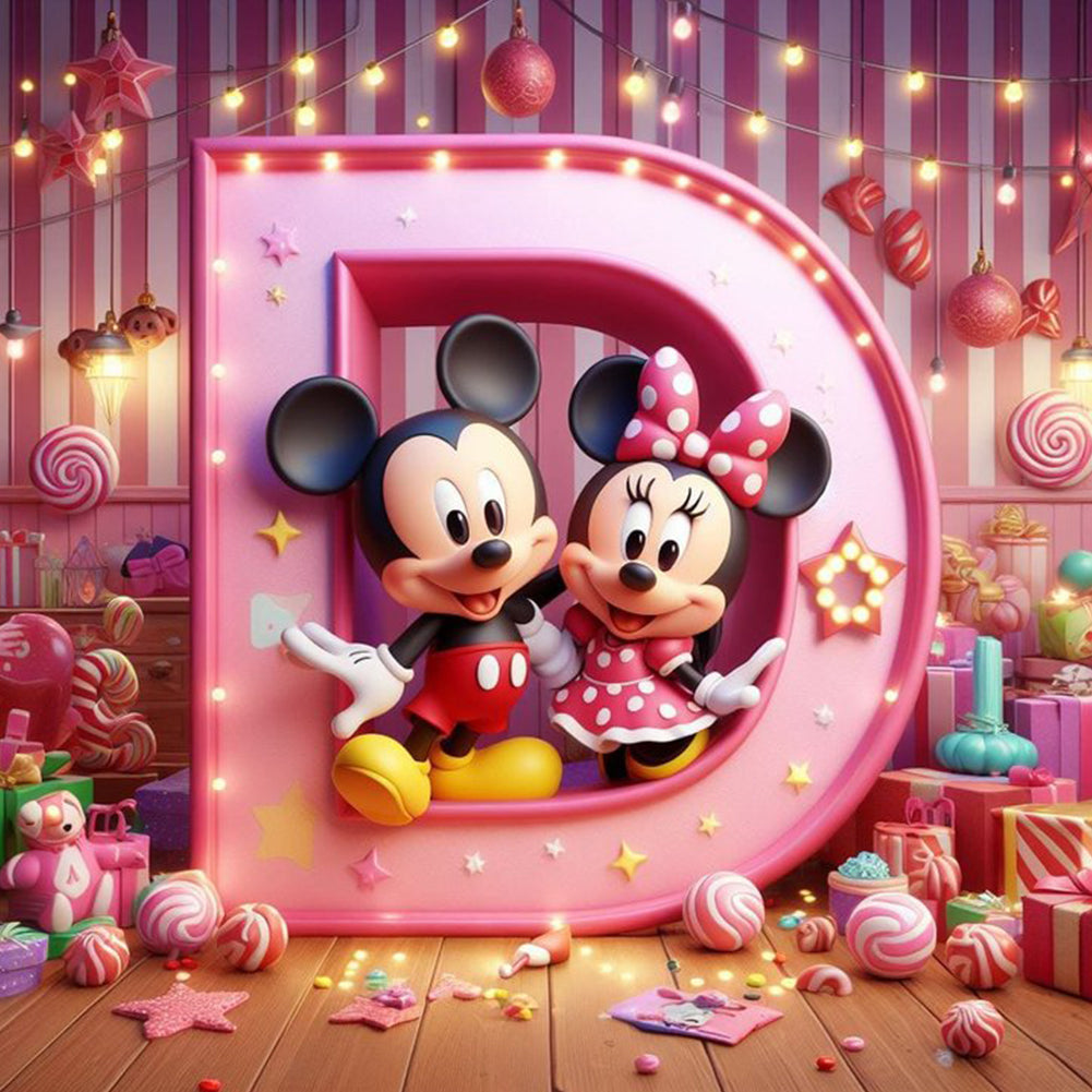 Diamond Painting - Full Round - disney mickey minnie letters (40*40CM)