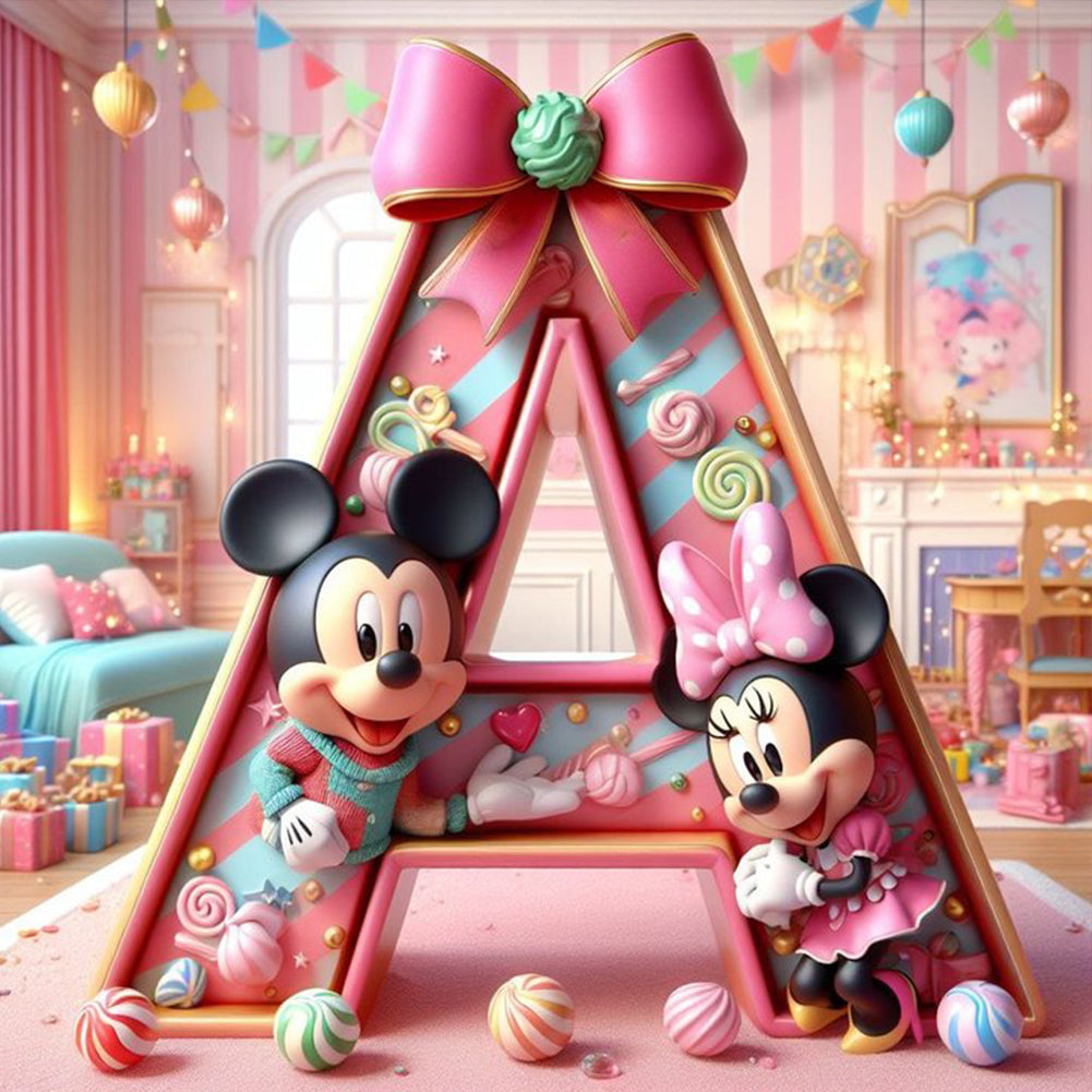 Diamond Painting - Full Round - disney mickey minnie letters (40*40CM)
