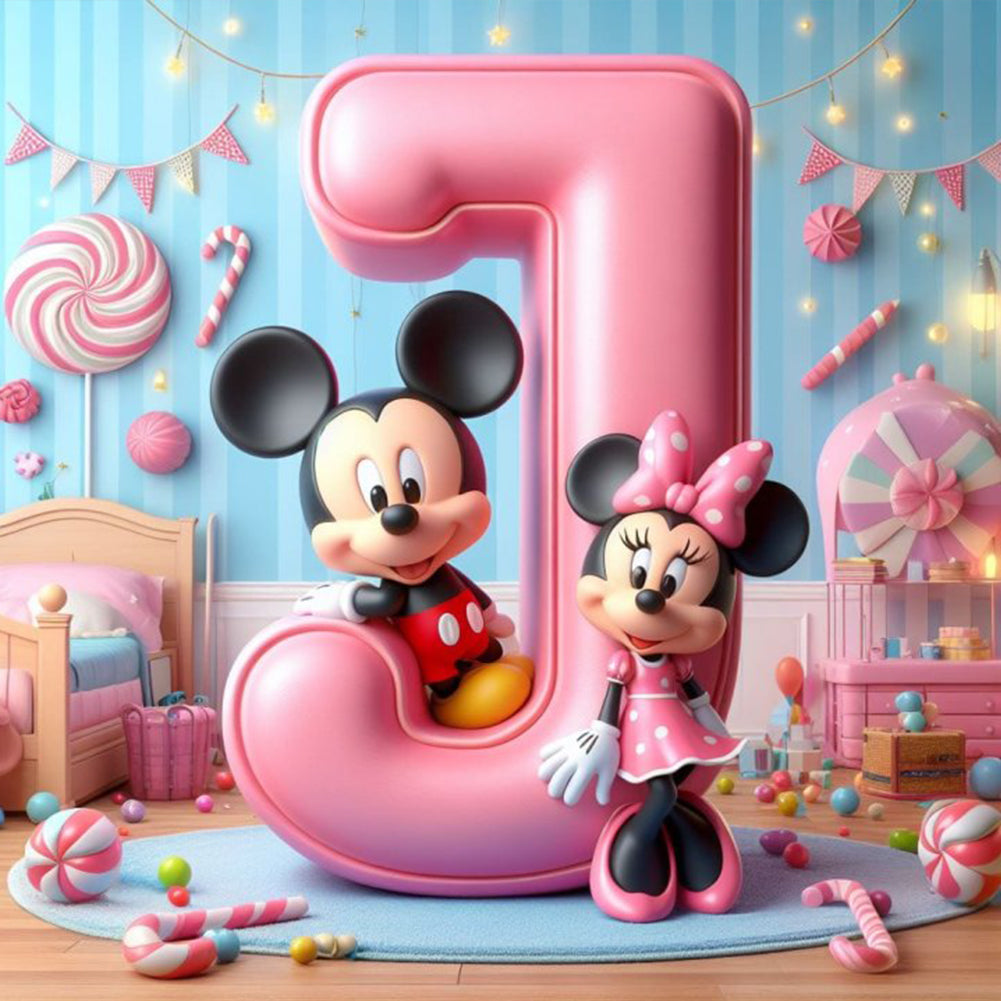 Diamond Painting - Full Round - disney mickey minnie letters (40*40CM)