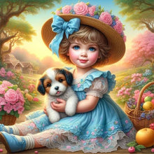 Load image into Gallery viewer, Diamond Painting - Full Round - girl and dog (30*30CM)
