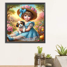 Load image into Gallery viewer, Diamond Painting - Full Round - girl and dog (30*30CM)
