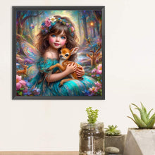 Load image into Gallery viewer, Diamond Painting - Full Round - girl and deer (30*30CM)
