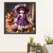 Load image into Gallery viewer, Diamond Painting - Full Round - girl and chicken (30*30CM)
