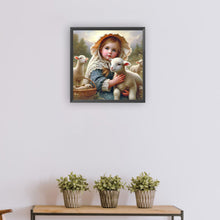 Load image into Gallery viewer, Diamond Painting - Full Round - girl and sheep (30*30CM)

