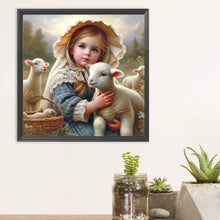 Load image into Gallery viewer, Diamond Painting - Full Round - girl and sheep (30*30CM)
