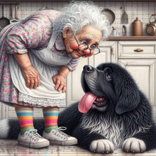 Load image into Gallery viewer, Diamond Painting - Full Round - Granny and dog (40*40CM)

