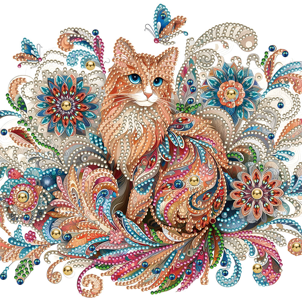 Diamond Painting - Partial Special Shaped - exquisite cat (30*30CM)