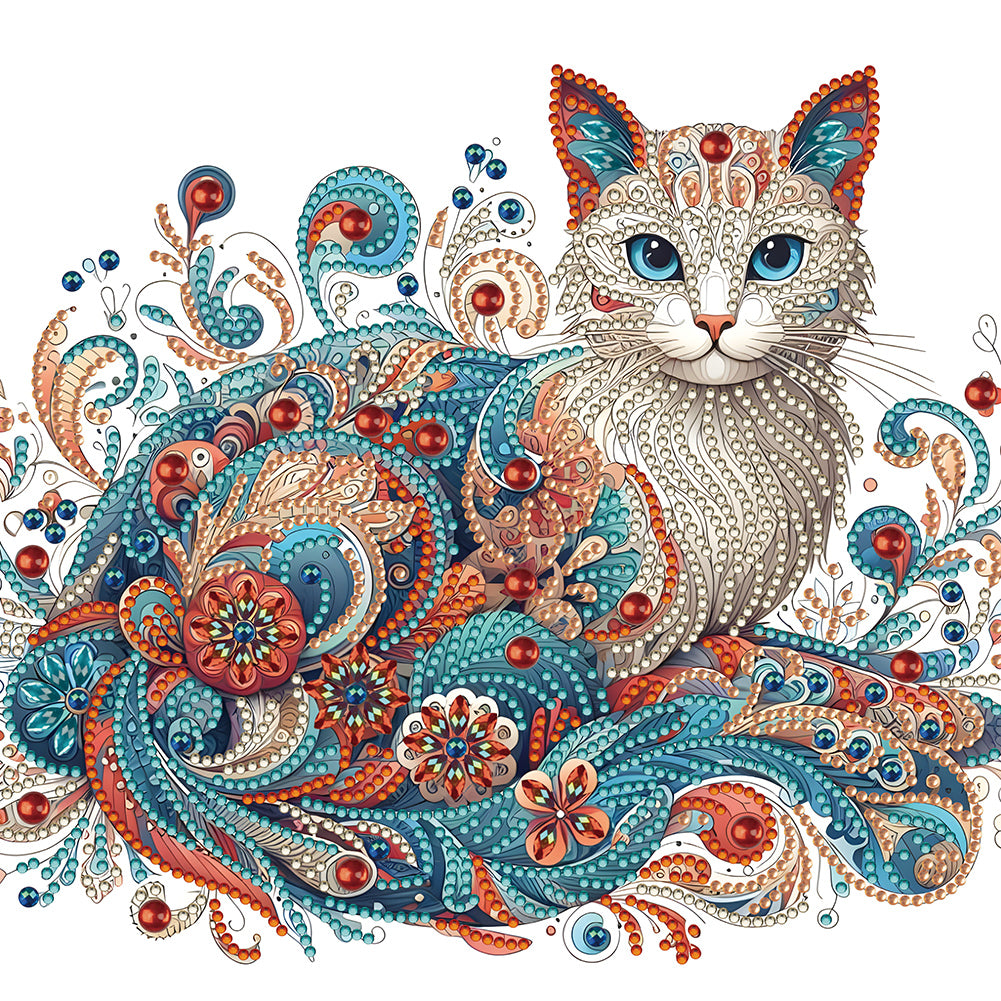 Diamond Painting - Partial Special Shaped - exquisite cat (30*30CM)