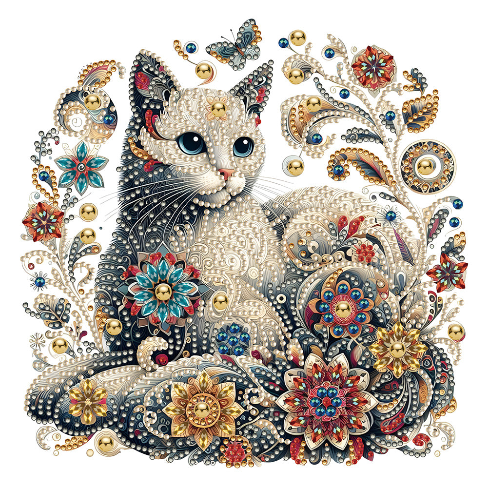 Diamond Painting - Partial Special Shaped - exquisite cat (30*30CM)