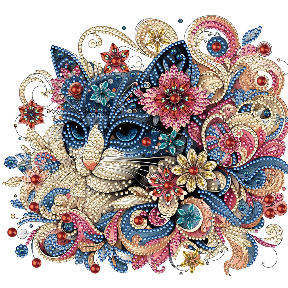 Diamond Painting - Partial Special Shaped - exquisite cat (30*30CM)