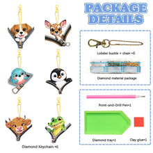 Load image into Gallery viewer, 6Pcs Acrylic Double Sided Zipper Animal Diamond Painting Keychain DIY Decor
