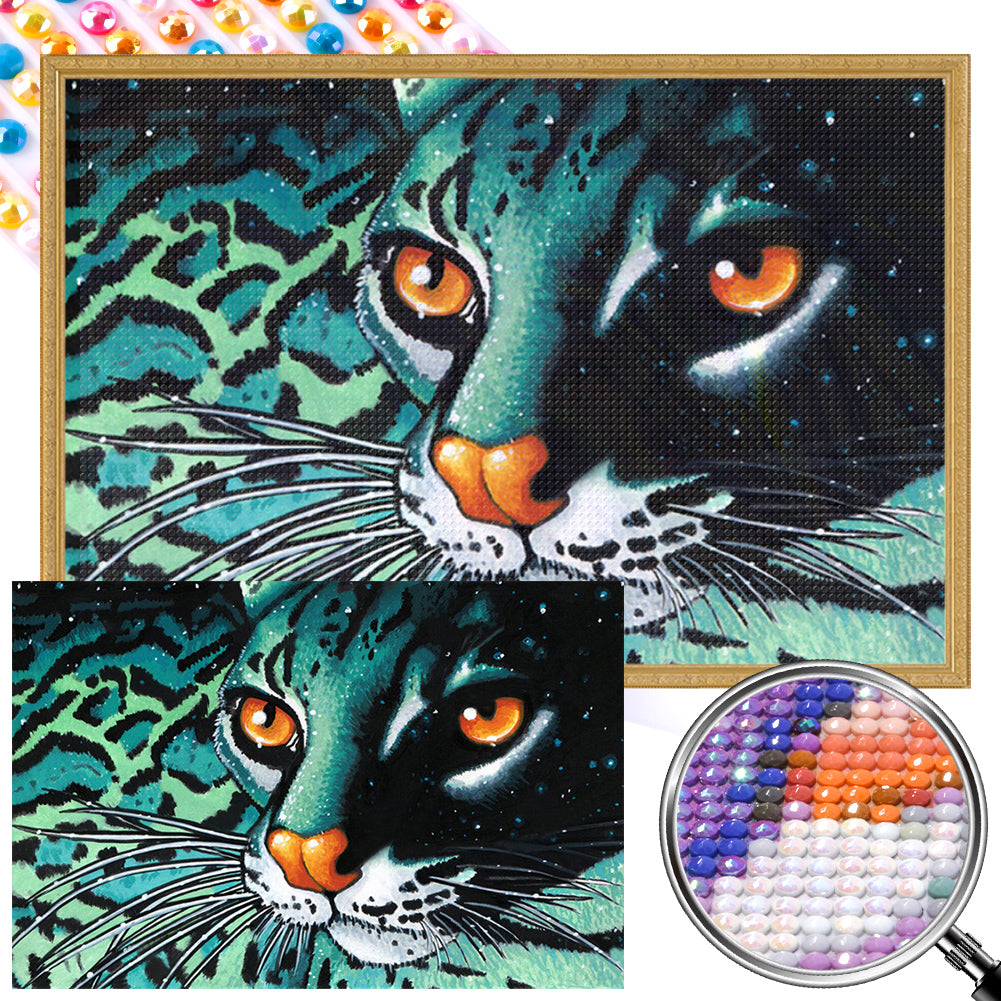 AB Diamond Painting - Full Round - blue leopard (45*30CM)