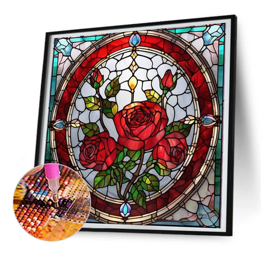 Diamond Painting - Full Round - glass art rose (30*30CM)
