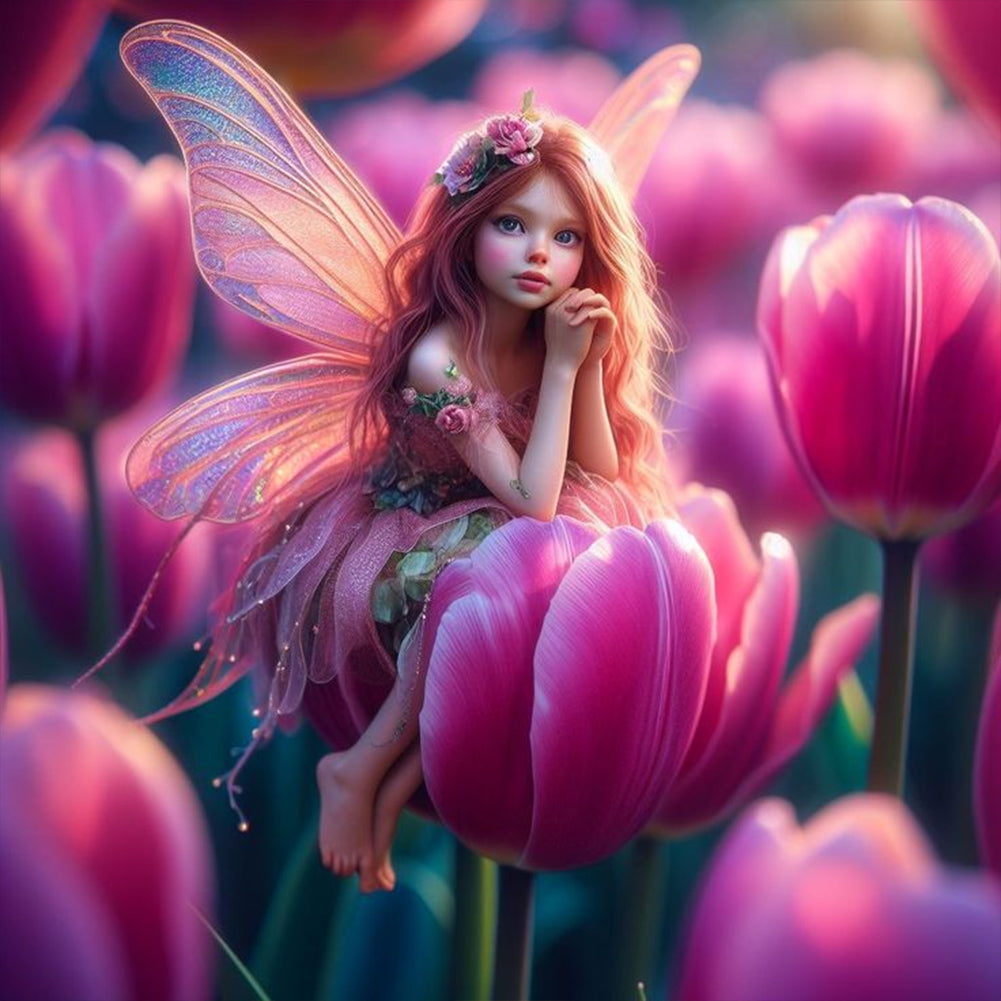 Diamond Painting - Full Round - flower fairy girl (30*30CM)