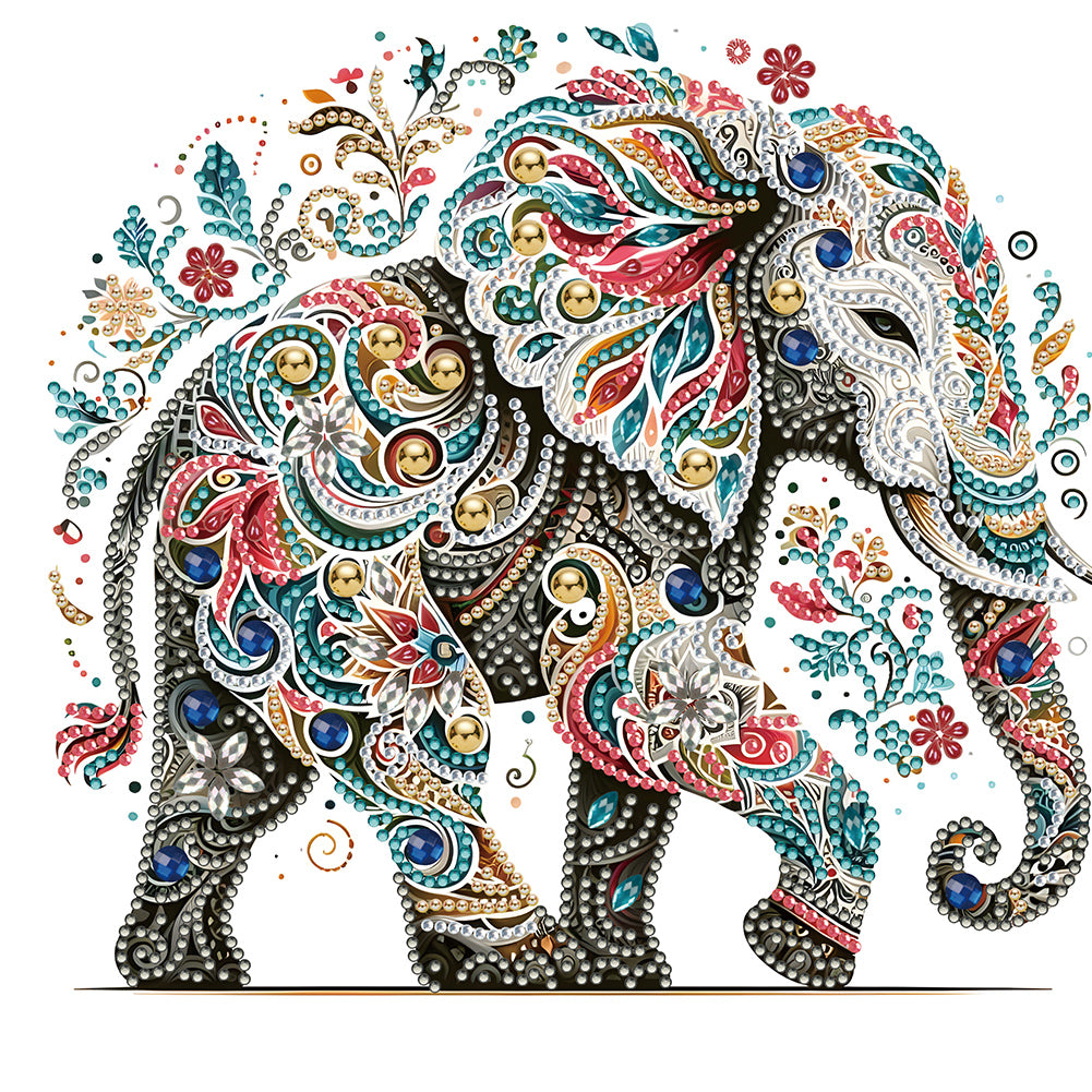 Diamond Painting - Partial Special Shaped - exquisite elephant (30*30CM)