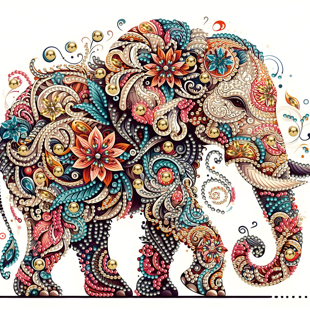 Diamond Painting - Partial Special Shaped - exquisite elephant (30*30CM)