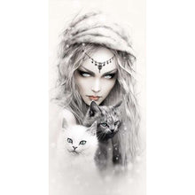 Load image into Gallery viewer, AB Diamond Painting - Full Round - girl and cat (40*80CM)
