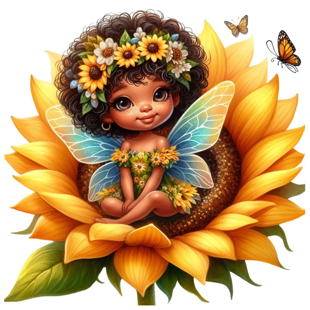 Diamond Painting - Full Round - sunflower black elf (30*30CM)