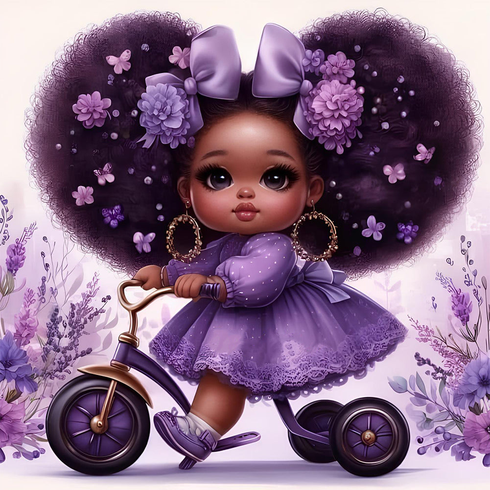 Diamond Painting - Full Round - girl on bike (30*30CM)