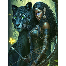 Load image into Gallery viewer, Diamond Painting - Full Round - woman and leopard (30*40CM)
