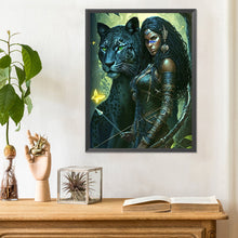 Load image into Gallery viewer, Diamond Painting - Full Round - woman and leopard (30*40CM)
