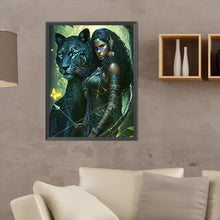 Load image into Gallery viewer, Diamond Painting - Full Round - woman and leopard (30*40CM)
