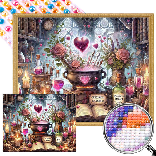 AB Diamond Painting - Full Round - Potion cauldron on the table (50*40CM)