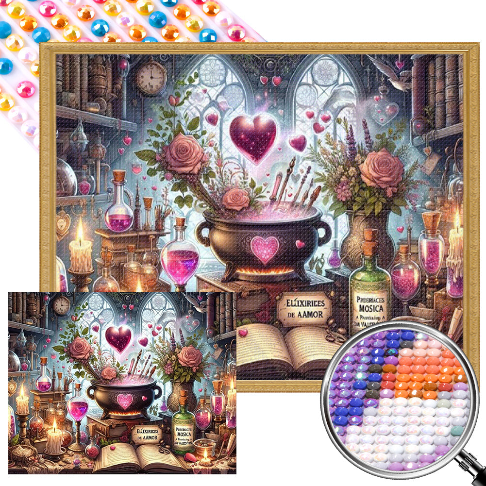 AB Diamond Painting - Full Round - Potion cauldron on the table (50*40CM)