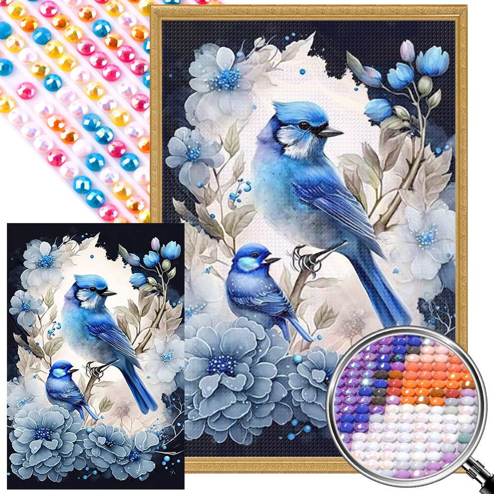 AB Diamond Painting - Full Round - bluebird on twig (40*60CM)