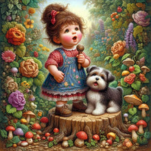 Load image into Gallery viewer, Diamond Painting - Full Round - Little girl performing in the garden (40*40CM)

