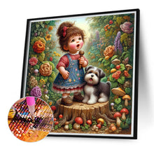 Load image into Gallery viewer, Diamond Painting - Full Round - Little girl performing in the garden (40*40CM)
