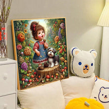 Load image into Gallery viewer, Diamond Painting - Full Round - Little girl performing in the garden (40*40CM)
