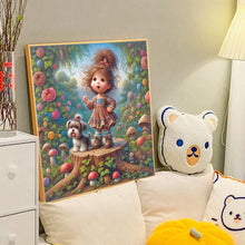 Load image into Gallery viewer, Diamond Painting - Full Round - Little girl performing in the garden (40*40CM)

