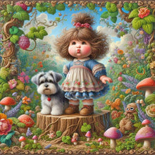 Load image into Gallery viewer, Diamond Painting - Full Round - Little girl performing in the garden (40*40CM)
