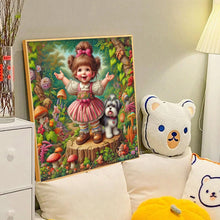 Load image into Gallery viewer, Diamond Painting - Full Round - Little girl performing in the garden (40*40CM)
