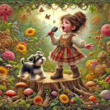 Load image into Gallery viewer, Diamond Painting - Full Round - Little girl performing in the garden (40*40CM)
