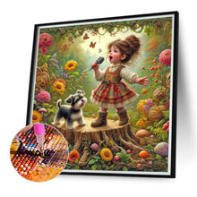 Load image into Gallery viewer, Diamond Painting - Full Round - Little girl performing in the garden (40*40CM)
