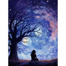 Load image into Gallery viewer, AB Diamond Painting - Full Round - Girl&#39;s back under the starry sky (30*40CM)
