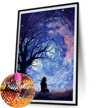 Load image into Gallery viewer, AB Diamond Painting - Full Round - Girl&#39;s back under the starry sky (30*40CM)
