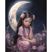 Load image into Gallery viewer, AB Diamond Painting - Full Round - little girl under the moon (40*50CM)
