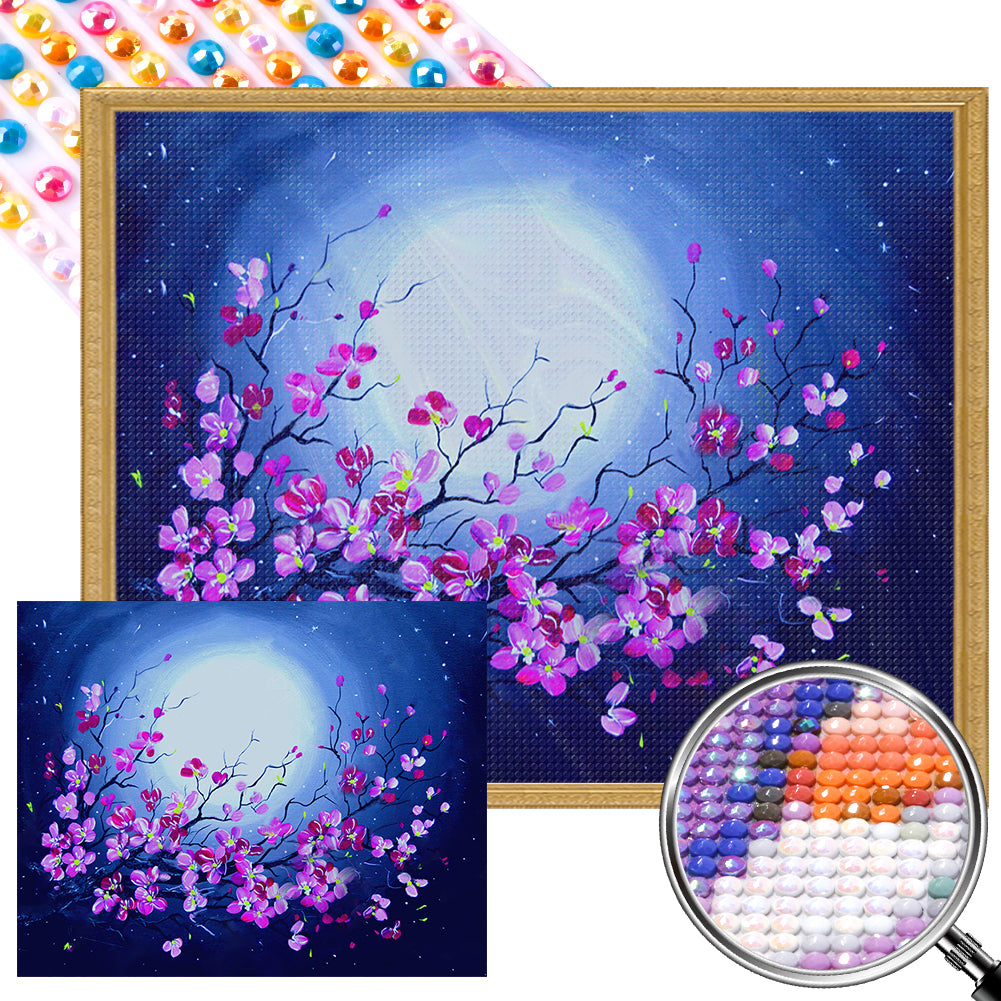 AB Diamond Painting - Full Round - Flowers under the moon (50*40CM)