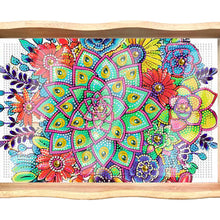 Load image into Gallery viewer, Wooden Retro Pattern 5D DIY Diamond Painting Serving Tray with Handle Home Decor
