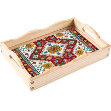 Load image into Gallery viewer, Wooden Retro Pattern 5D DIY Diamond Painting Serving Tray with Handle Home Decor
