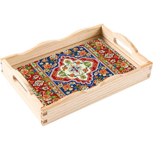Load image into Gallery viewer, Wooden Retro Pattern 5D DIY Diamond Painting Serving Tray with Handle Home Decor

