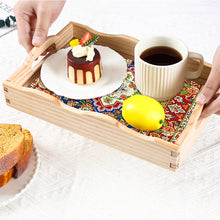 Load image into Gallery viewer, Wooden Retro Pattern 5D DIY Diamond Painting Serving Tray with Handle Home Decor
