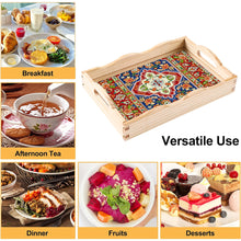 Load image into Gallery viewer, Wooden Retro Pattern 5D DIY Diamond Painting Serving Tray with Handle Home Decor
