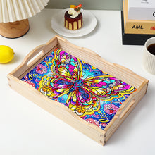 Load image into Gallery viewer, Wooden Butterfly Pattern 5D DIY Diamond Painting Table Serving Tray with Handle
